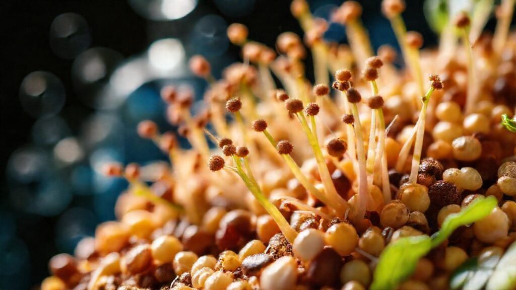 Semillas germinadas exhiben colores y salud