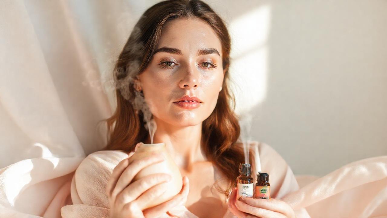 Mujer serena en atmósfera calmante y suave