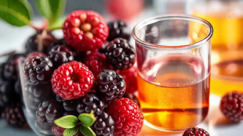 Beaker muestra extractos antioxidantes naturales