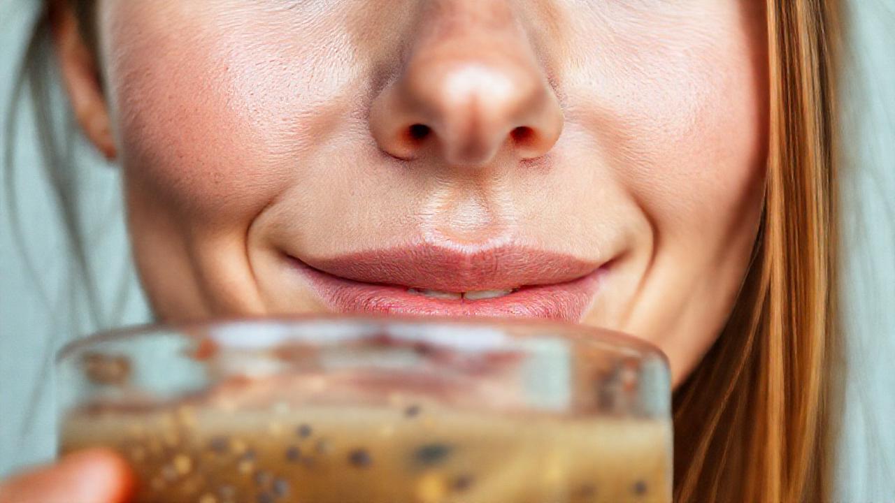 Radiante piel en bebida suave