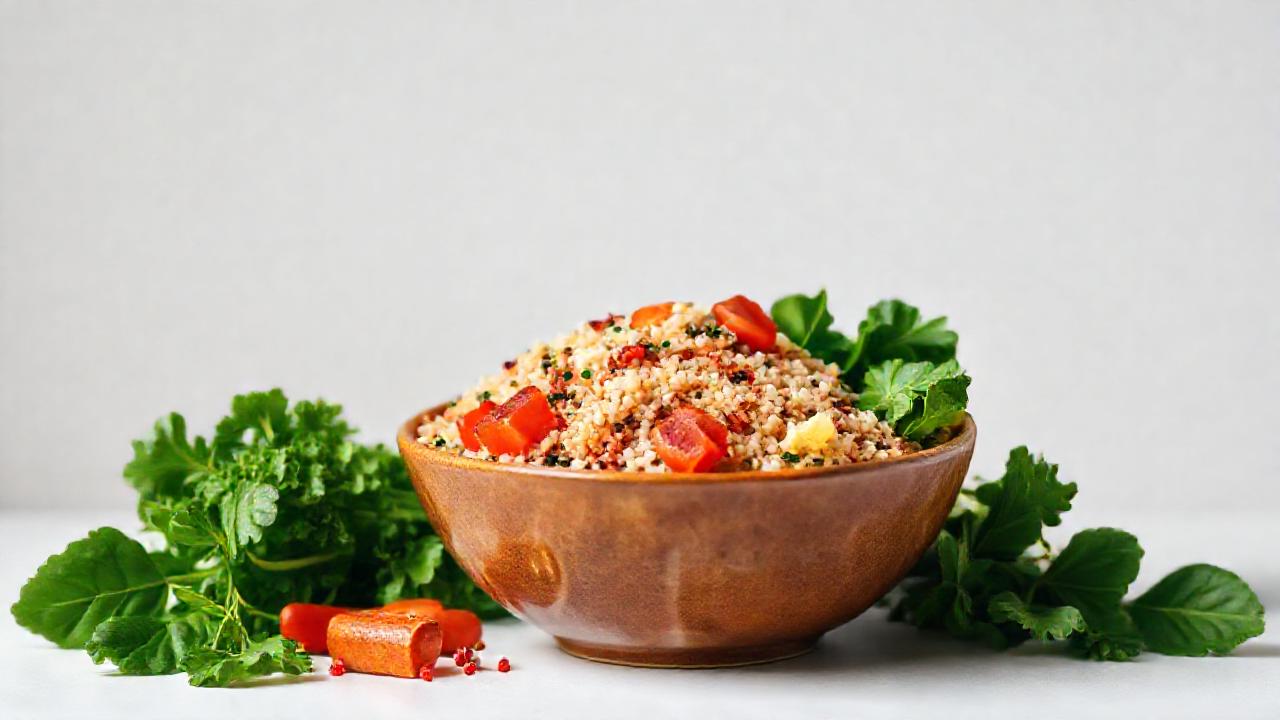 Un tazón de quinoa colorido y saludable