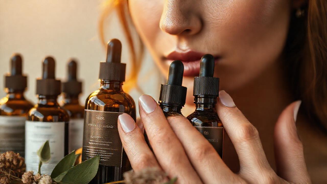 Botellas de aceite y belleza serena