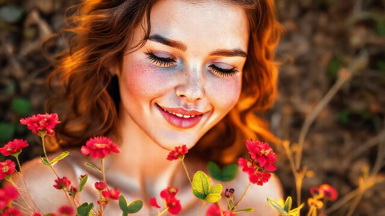Mujer sana, clavel rojo y esperanza