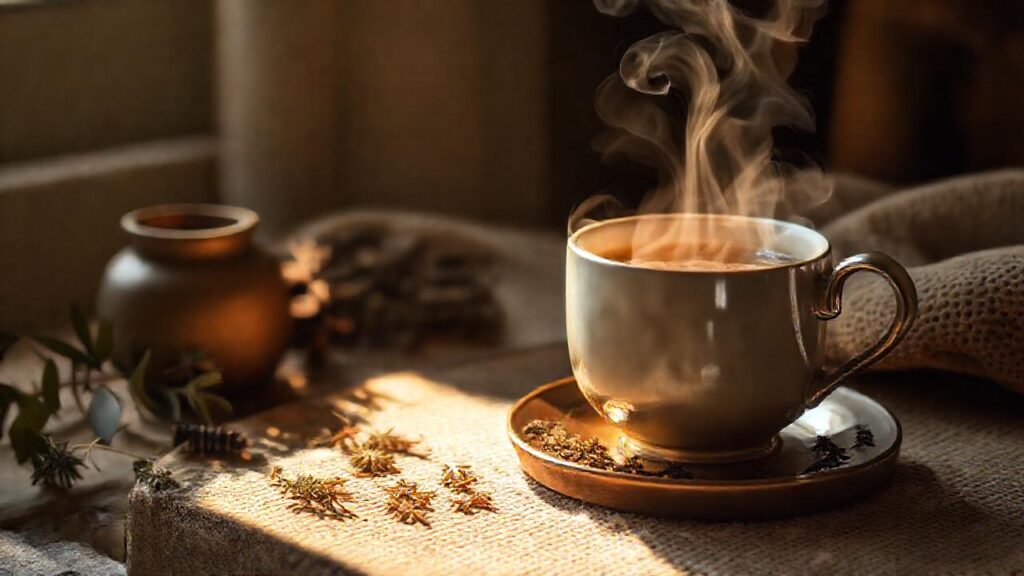 Té relajante en ambiente cálido y sereno