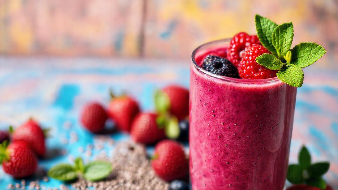 Batido de frutos rojos, saludable y apetitoso