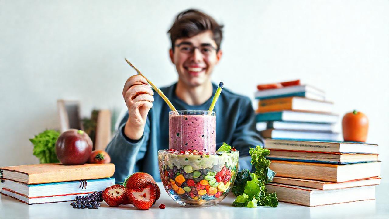 Un smoothie colorido y saludable estimula el estudio