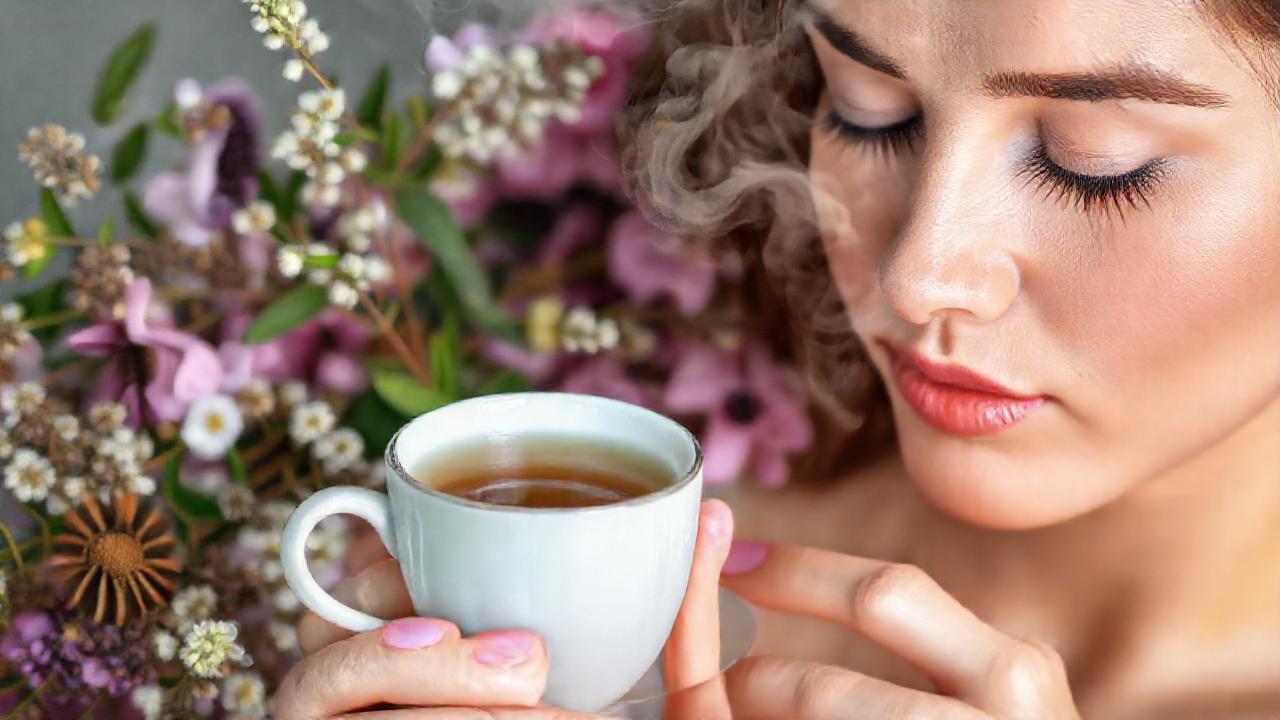 Té relajante en luz suave