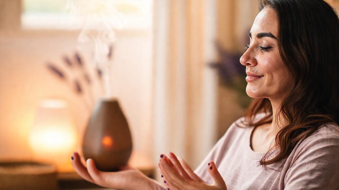 Mujer medita en un ambiente sereno