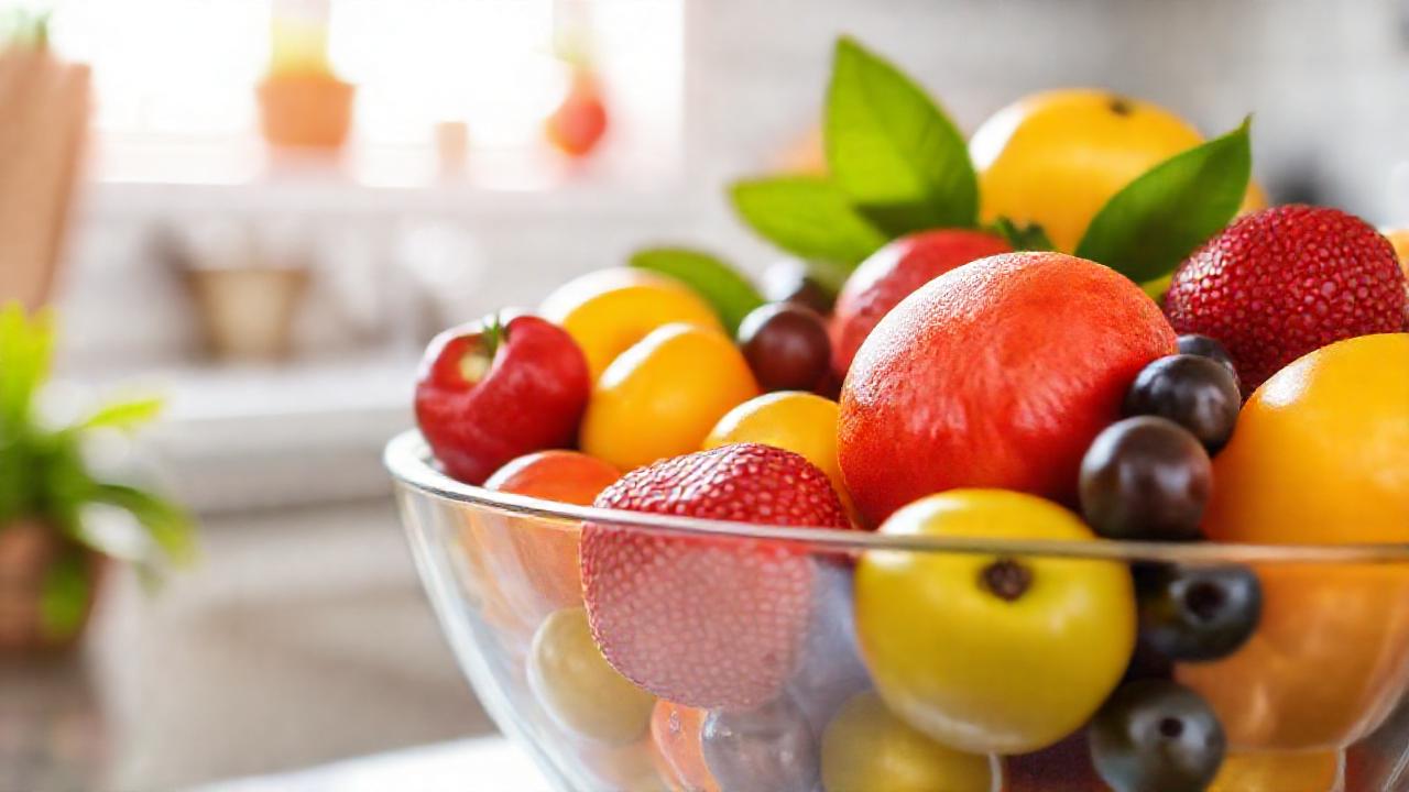 Un frutero colorido y saludable brilla