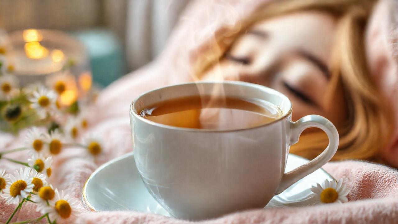 Té de manzanilla relajante en calma