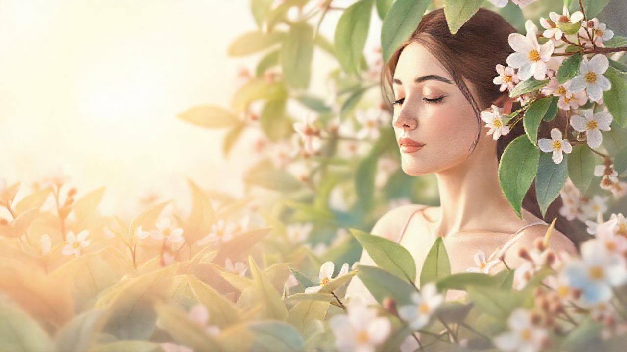 Una mujer medita en paz y ensueño