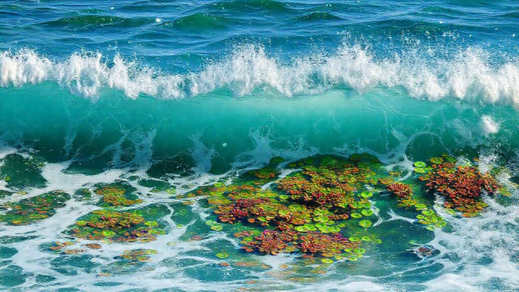 Olas oceánicas vibrantes transmiten energía vital