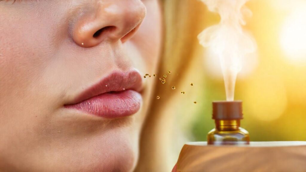 Mujer se aroma