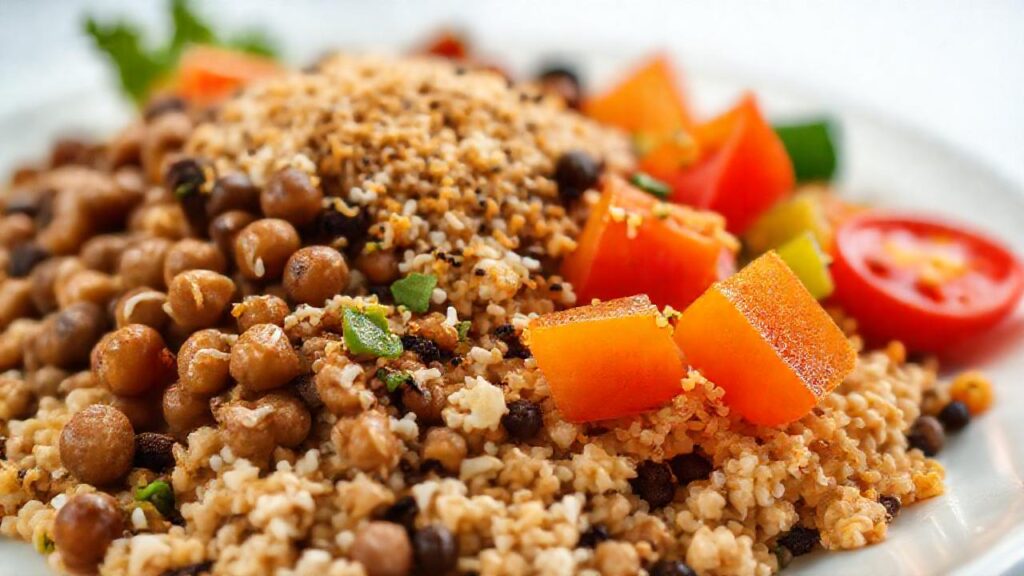 Alimentos saludables brillan en un plato