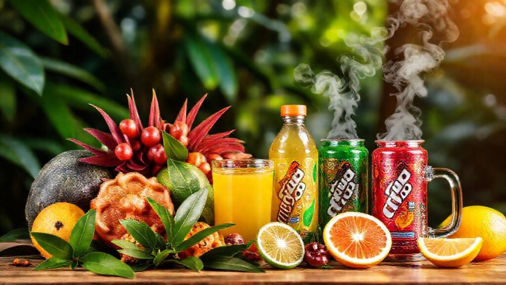Frutas tropicales y energía en un ambiente vibrante