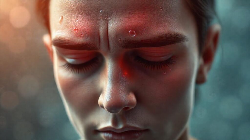 Dolor de migraña: rostro sereno