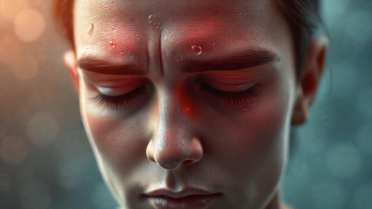 Dolor de migraña: rostro sereno