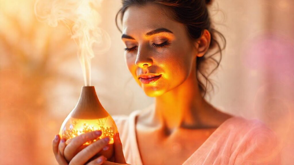 Una mujer serena irradia calma y paz