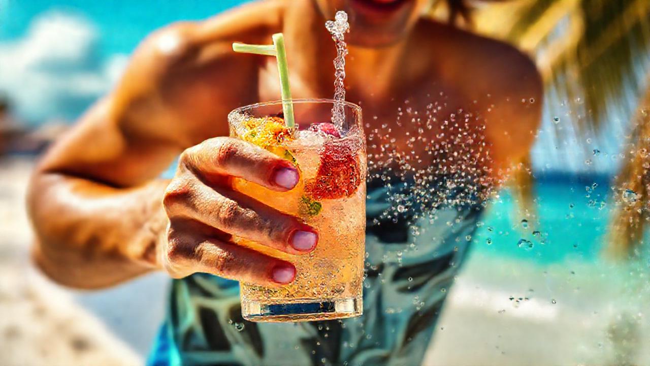 Corredor disfruta bebida refrescante y saludable