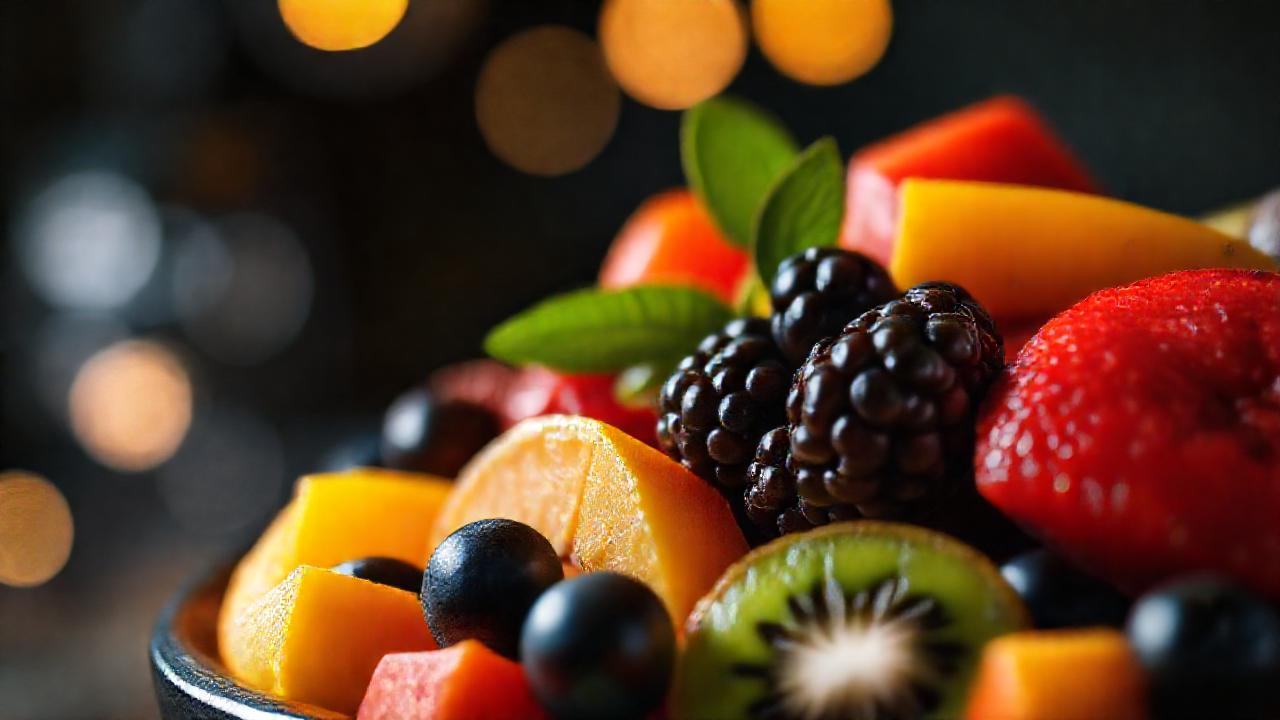 Un colorido plato de fruta saludable