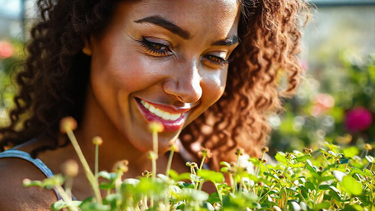 Una mujer radiante irradia vitalidad natural
