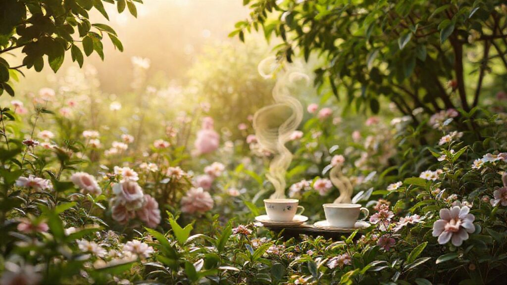 Jardín de té sereno y tranquilo