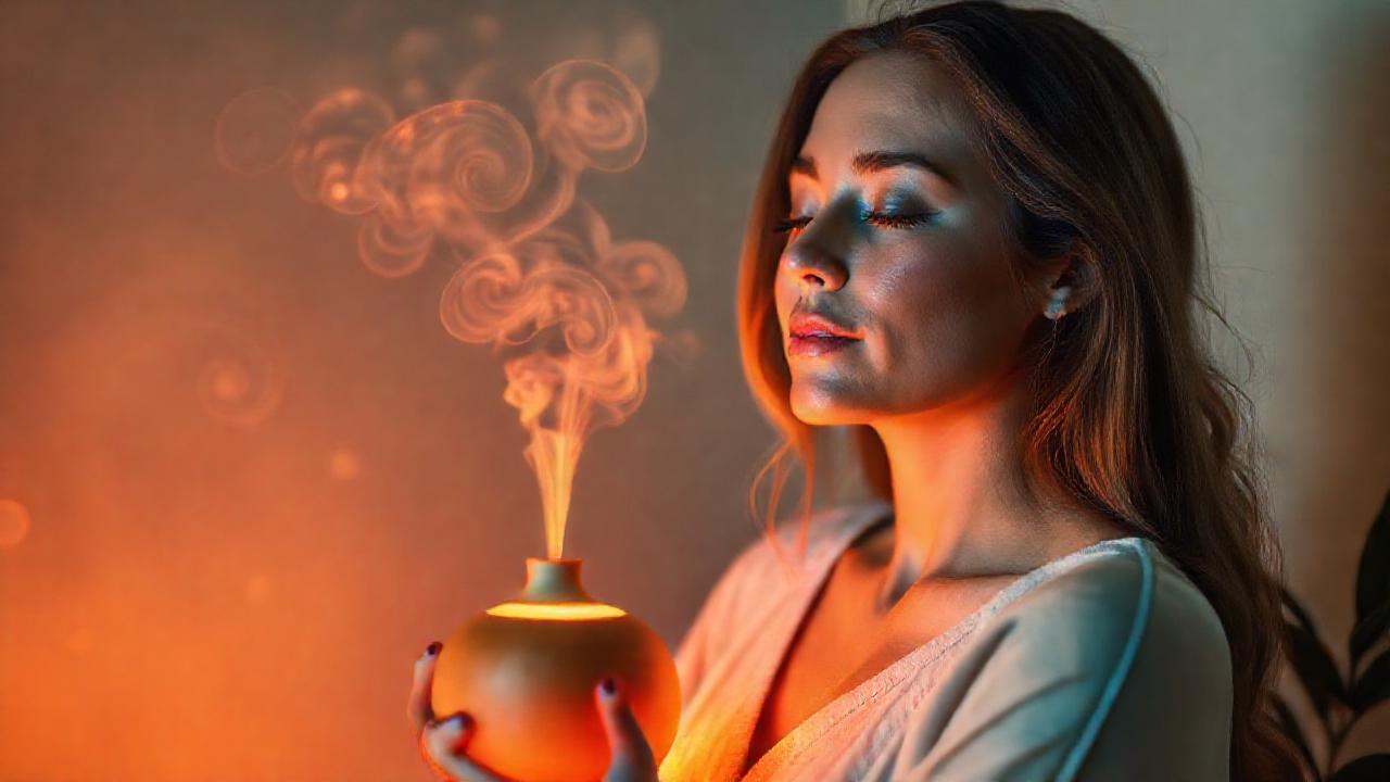 Mujer serena, ambiente relajante y luminoso