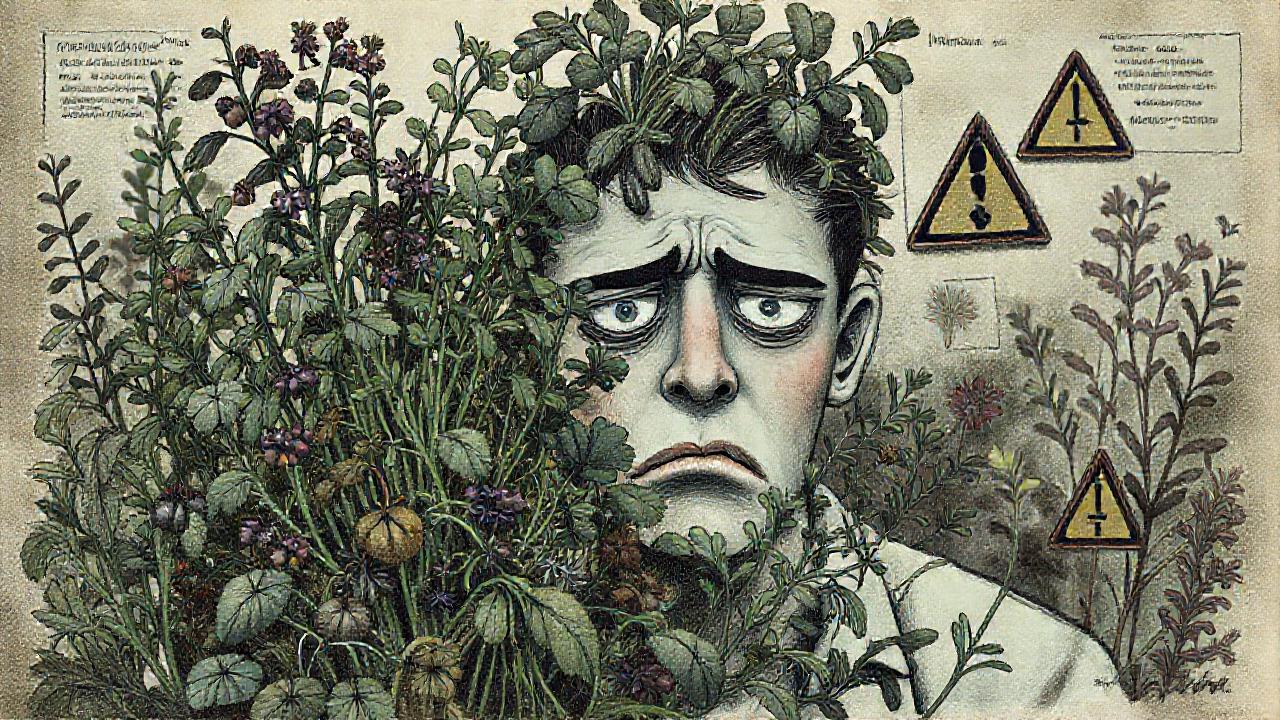 Ilustración botánica inquietante y confusa