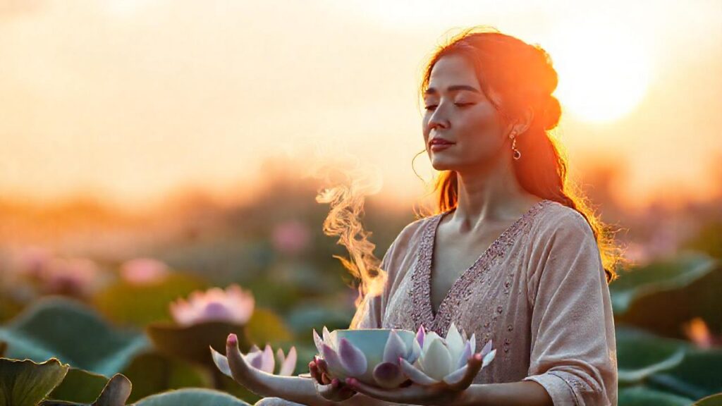 Meditación serena con luz del sol