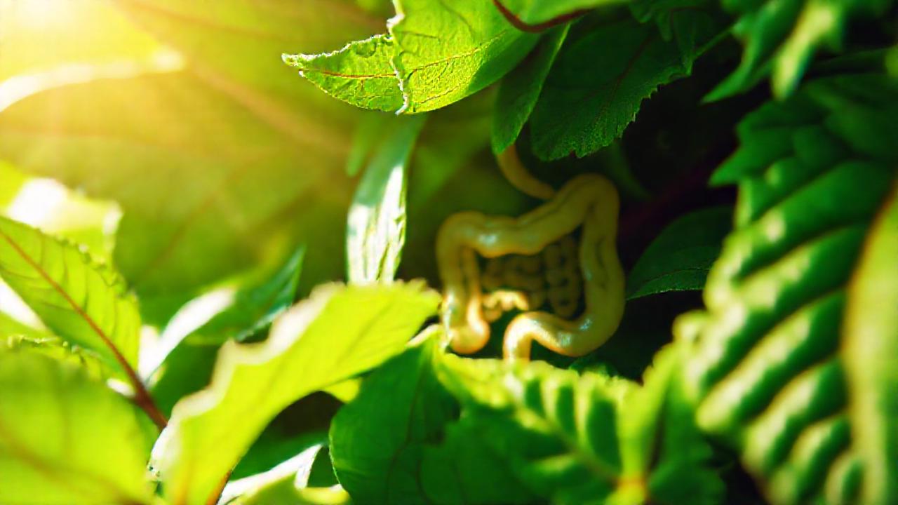 Remedios herbales ilustran salud intestinal calmada