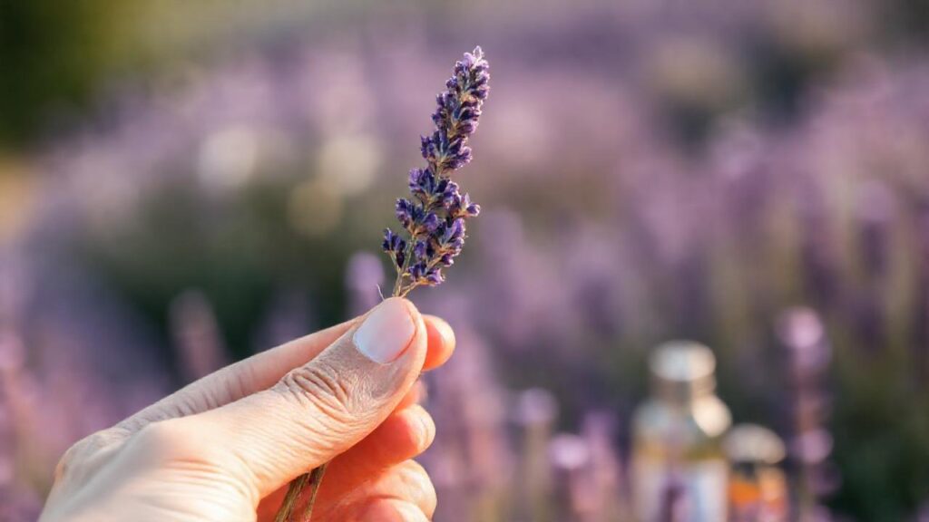 Una mano sostiene lavanda en paz