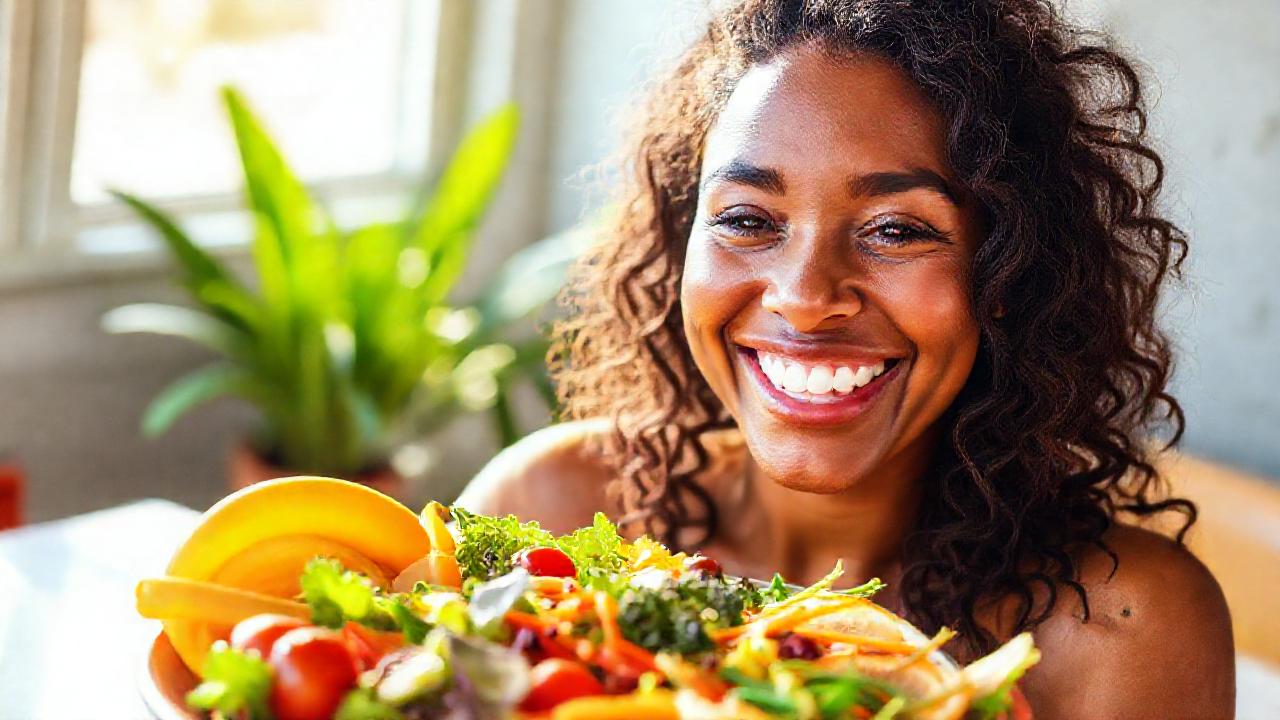 Alimentación saludable irradia vitalidad y bienestar