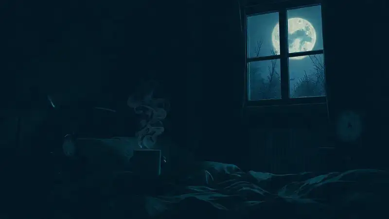 Insomnio en una habitación oscura y melancólica