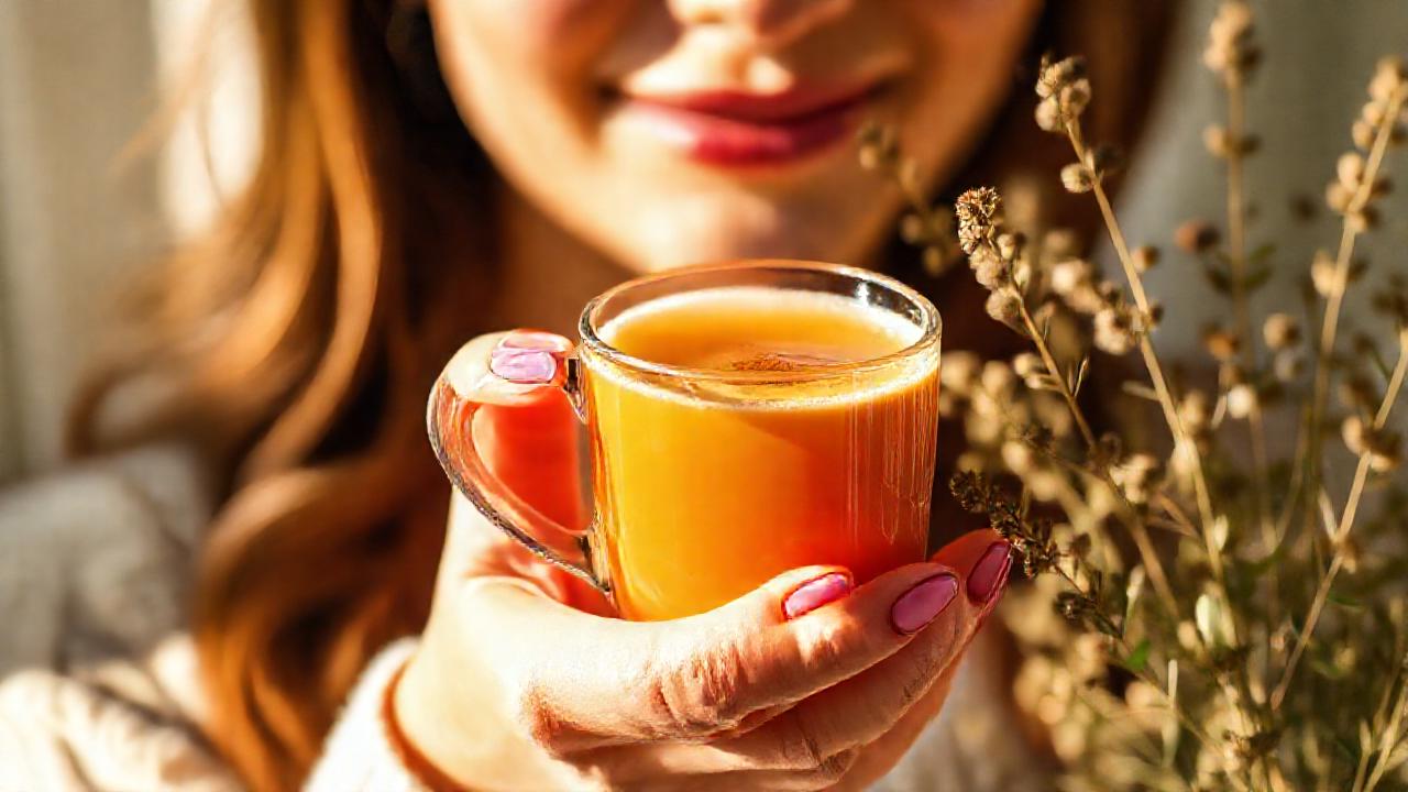 Una mano cálida en una bebida aromática