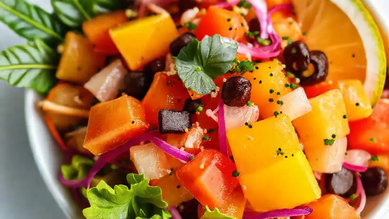 Ensalada tropical vibrante y apetitosa