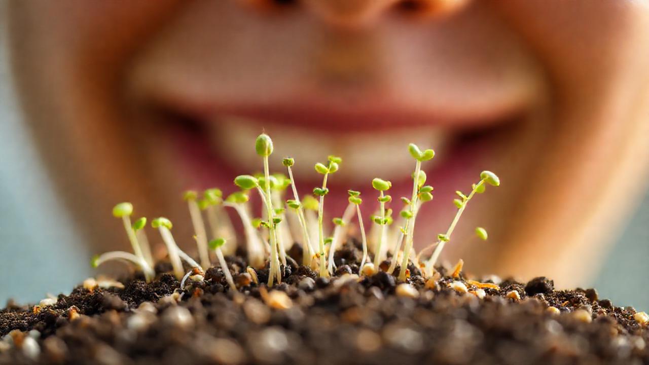 Semillas verdes prosperan con vitalidad