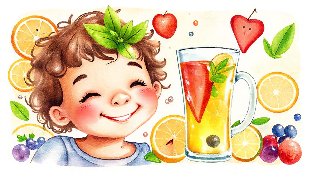 Té herbal saludable, alegre y vital