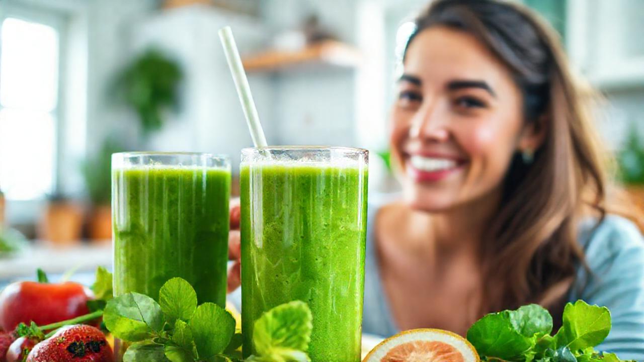 Batido verde fresco para bienestar