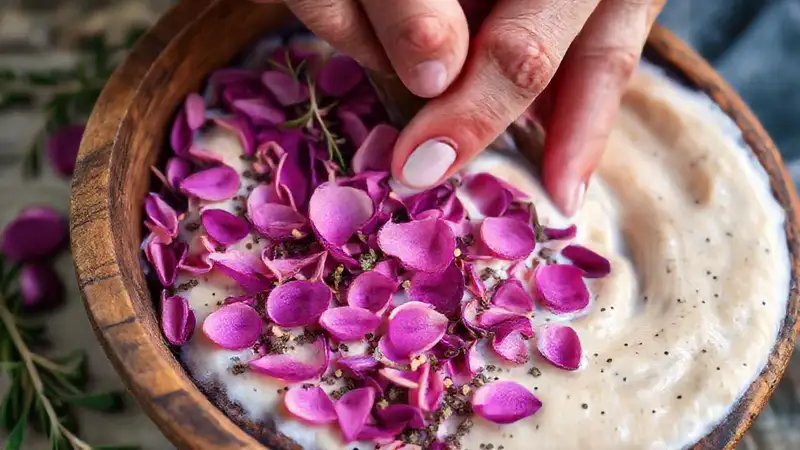 Pétalos calaendon cremosos, receta invitante y natural