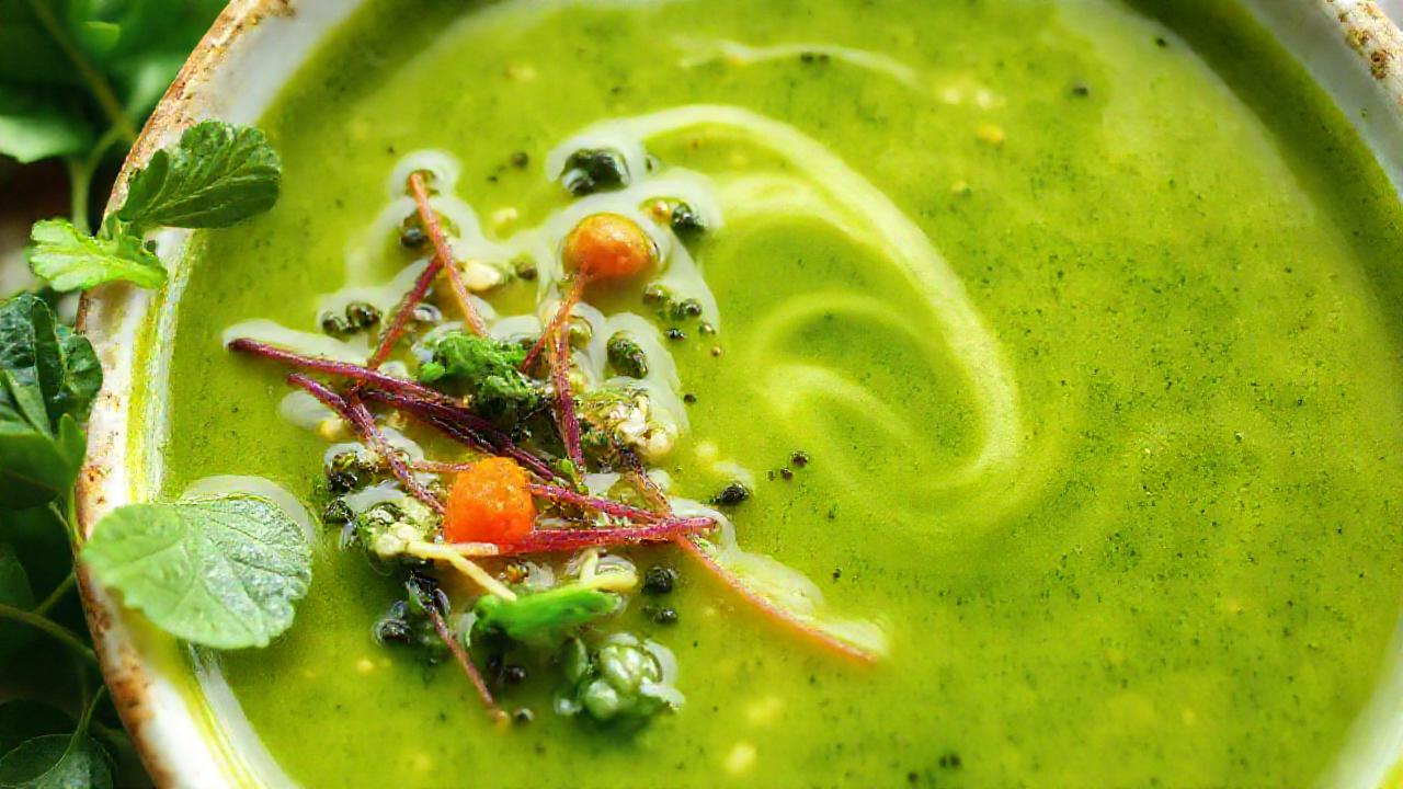 Sopa verde sana revitaliza el cuerpo