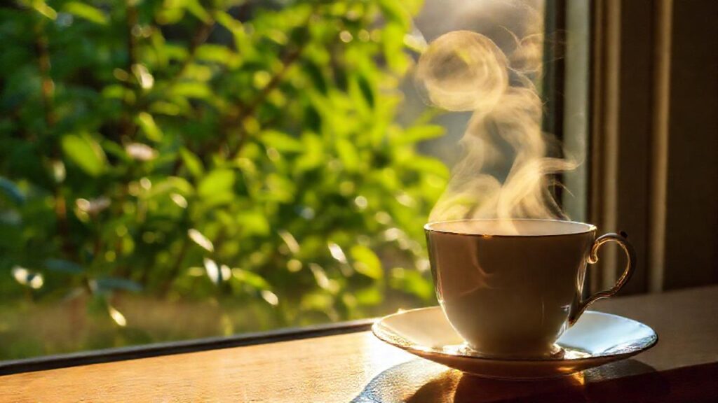 Una taza tranquila en luz solar