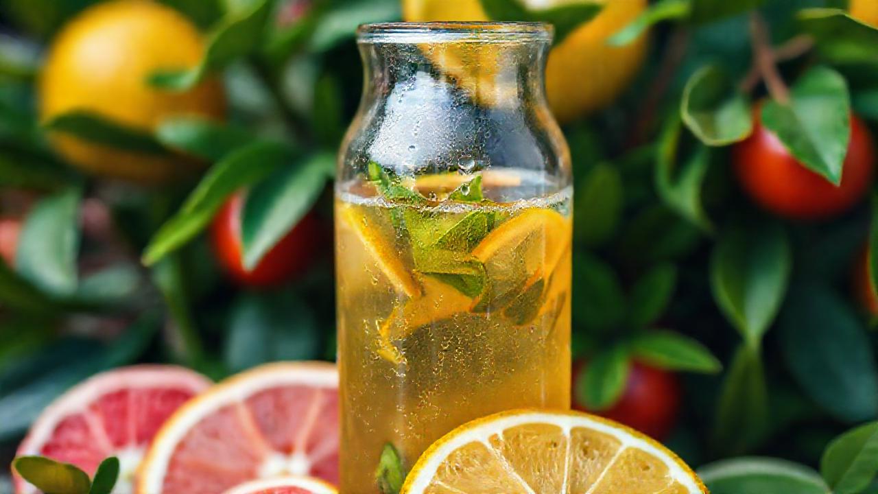 Refrescante bebida saludable en botella