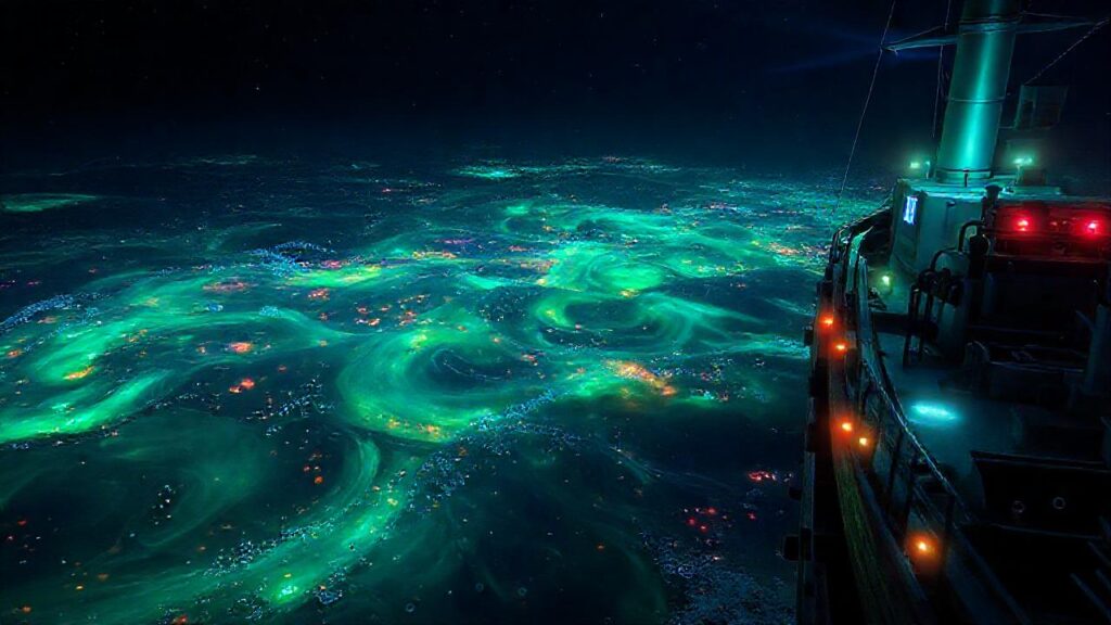 Algas marinas brillantes iluminan las profundidades