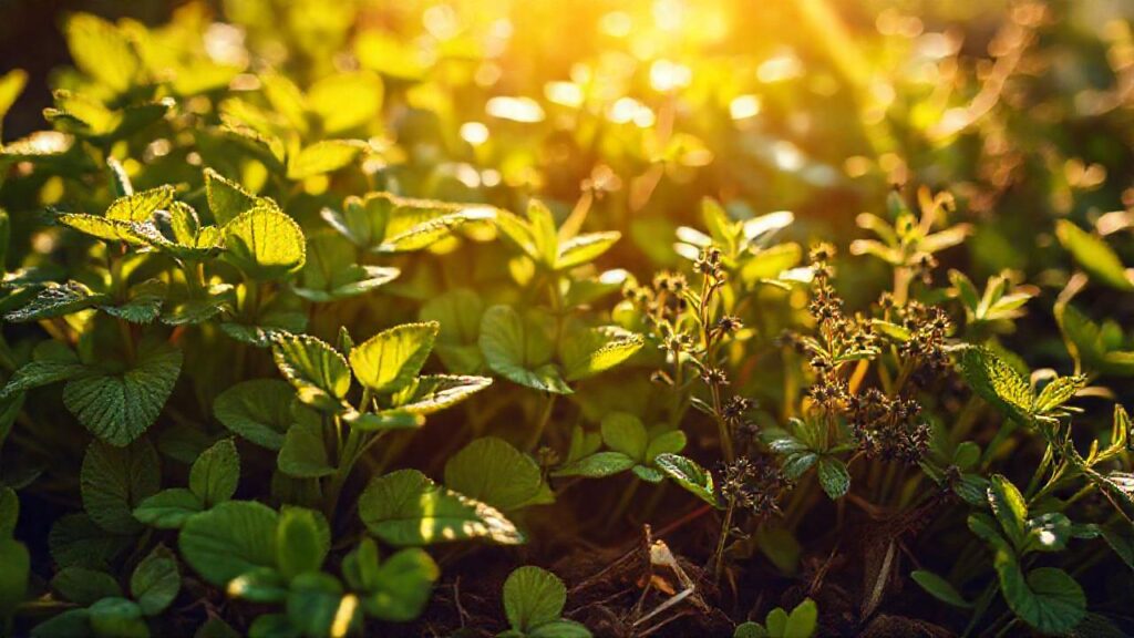 Plantas verdes saludables evocan calma natural
