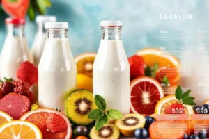Kéfir saludable y frutas vibrantes