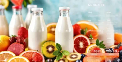 Kéfir saludable y frutas vibrantes
