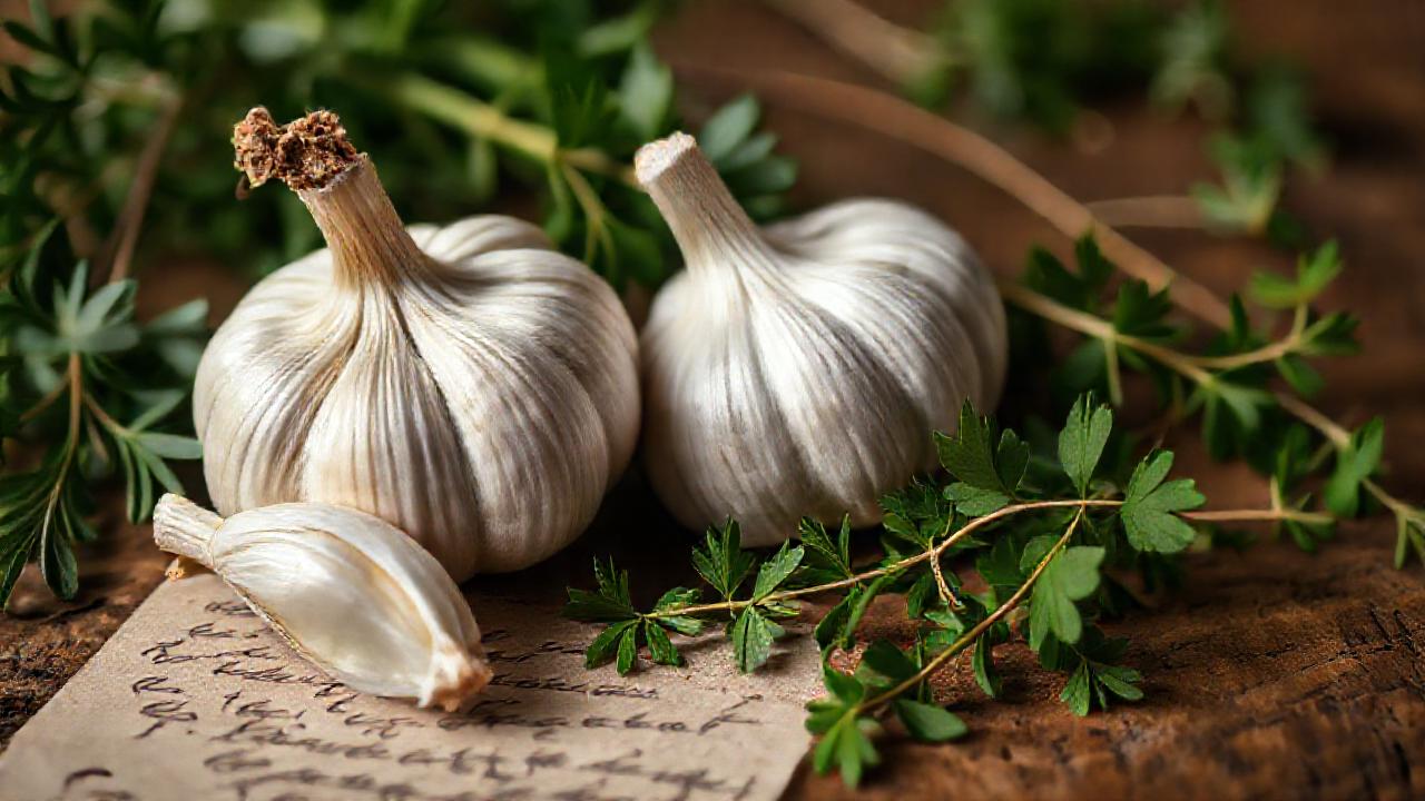 Hierbas frescas y ajo evocan cocina rústica