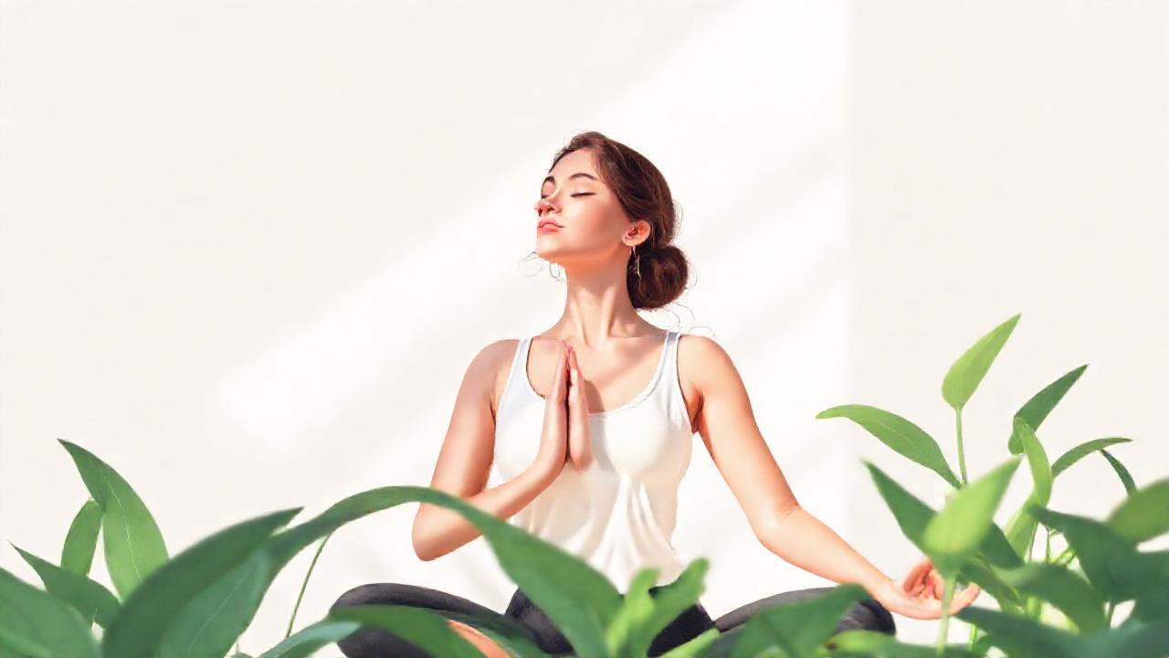 Mujer serena en yoga