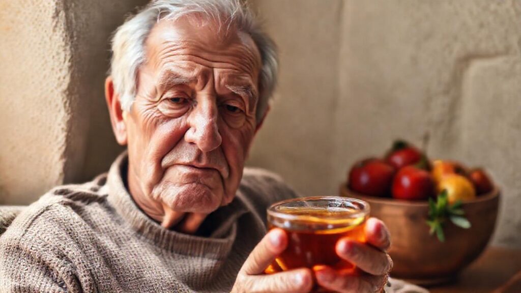 Un anciano tranquilo disfruta de la naturaleza