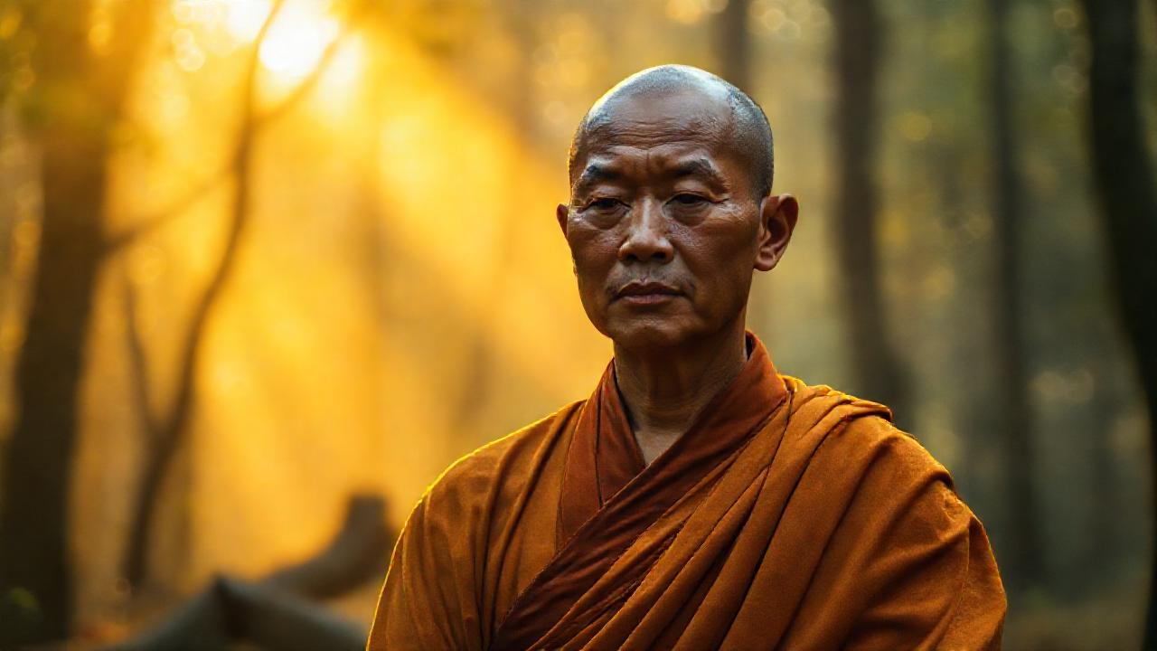 Un monje contempla la madera sagrada